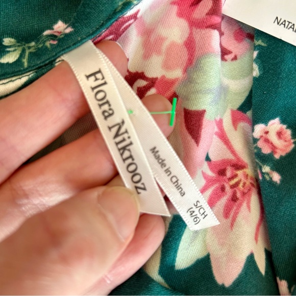 Flora Nikrooz 2-piece Floral Pajama Set, Long Sleeve, Green, Pink, Size S - Picture 7 of 12